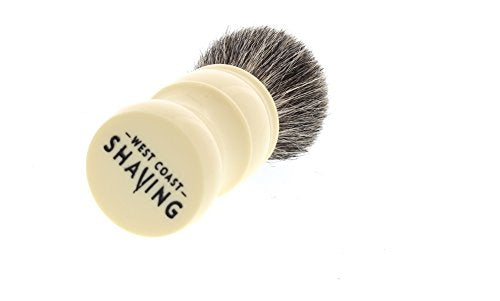West Coast Shaving 100% Pure Badger Shaving Brush. Dense Fibers. (White- Beacon)