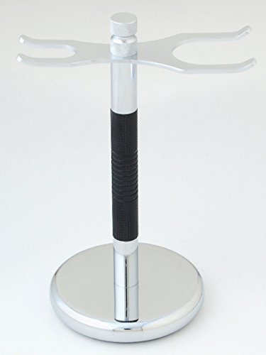 Shaving Brush and Safety Razor Stands by Shave Classic (Stainless Steel Black & Chrome SST-26)