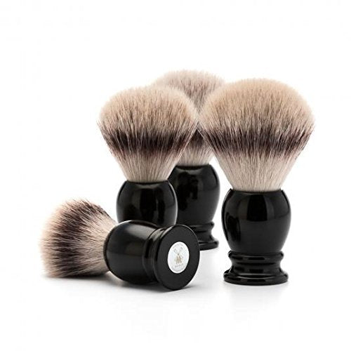 MÜHLE Classic Black Medium Silvertip Fiber Shaving Brush - Synthetic Luxury Shave Brush for Men, Rich Lather