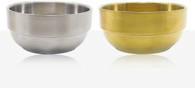 FRCOLOR Men’s Shaving Soap Bowl Stainless Steel Foaming Cup for Shaving Supply with Bubble Brush Vessel Gold for Facial Cleansing and Shave Accessories
