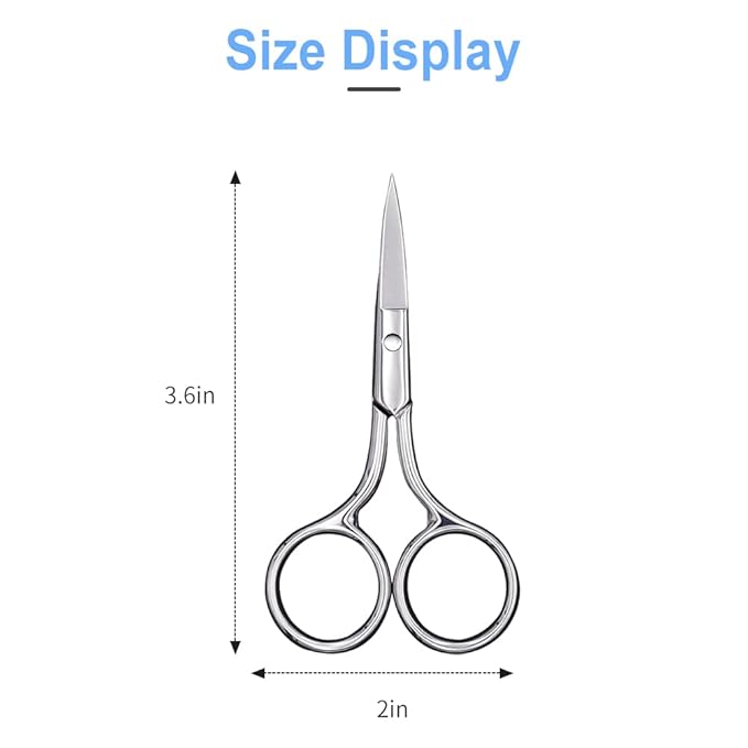Eyebrow Scissors, Precision Grooming Shears, Nose Hair Trimmer - Professional Stainless Steel Fine Tip for Beard, Mustache, Eyelashes, Cuticles- ASONTAO (1Pcs Eyebrow Scissors)