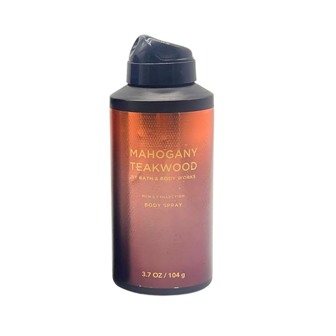 Bath and Body Works Men's Collection Deodorizing Body Spray - Mahogany Teakwood, Graphite, and Bourbon 3.7oz each 3-piece Gift Set with a Red Bow for Holidays