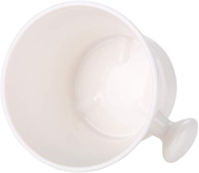 Brrnoo Shaving Bowl, Shaving Soap Bowl For Men Heat Insulation Smooth Shaving Bowl, Mug with Knob Handle, ABS Shaving Soap Bowl Foam Shaving Soap Cream Bowl (White)