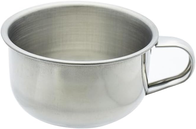 lasenersm 1 Piece Stainless Steel Shaving Soap Bowl with Handle Shaving Soap Mug Bowl Shaving Bowl Shaving Foam Bowl Shaving Cream Bowl For Men, 3.46 x 1.97 Inches, Silver