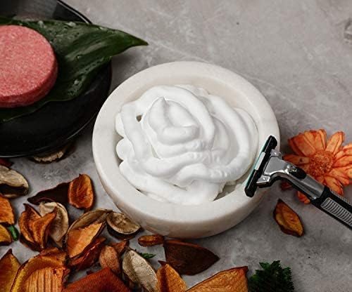 ShayVe Shaving Bowl for Shaving Soap & Cream — Marble Shave Bowl For Shaving Soap & Cream — Exquisite Heat Insulated Wet Shaving Kit Addition (White)