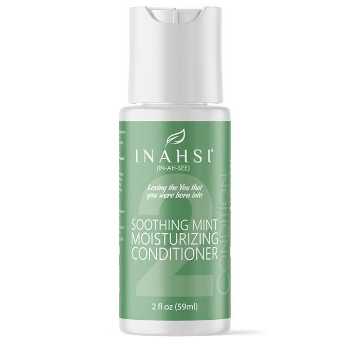 Inahsi Soothing Mint Moisturizing Conditioner | Hair Conditioner for Men, Women, or Kids with Curly Hair | Hair Products for Naturally Curly Hair 2 oz | Made in the USA