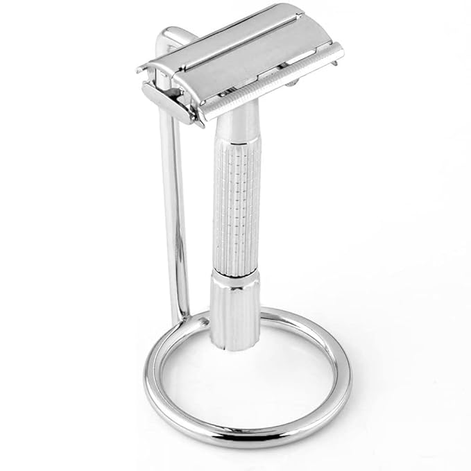 1 Piece Metal Shaving Brush and Razor Holder Shave Brush Stand Beard Brush Holder Razor Brush Stand Razor Stand for Razor Storage Men's Shaving Tool, Silver