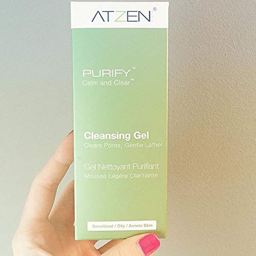 ATZEN Purify Cleansing Gel | Acne Face Cleanser | Foaming Face Wash For Senstive Skin & ACne Breakouts | Organic Face Wash | Natural Plant Based Foaming Gel | Vitamin B5 | Paraben Free, Cruelty Free, & Non GMO (3 oz)
