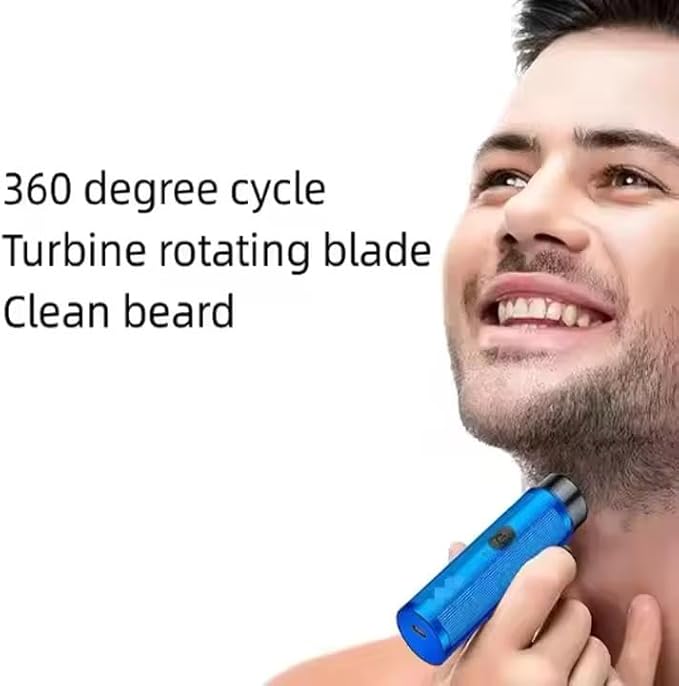 Mini Portable USB Rechargeable Electric Shaver – Compact & Waterproof Razor for Men & Women | Travel-Friendly, Precision Grooming for Face & Body | Ultra-Smooth Dry Shave | USB Charging - Blue