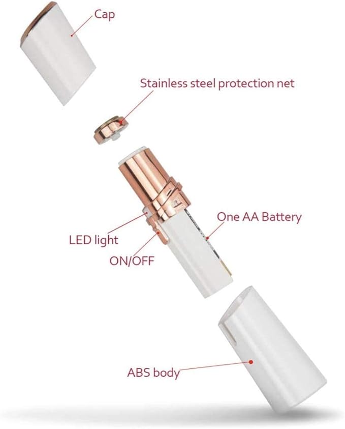 LA Beauty™ Facial Hair Remover for Women, Painless Lady Shaver, Peach Fuzz, Chin, Upper Lip Hair Removal with LED Light, Battery Included