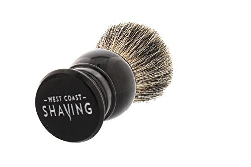 West Coast Shaving 100% Pure Badger Shaving Brush. Dense Fibers. (Black- Lantern)