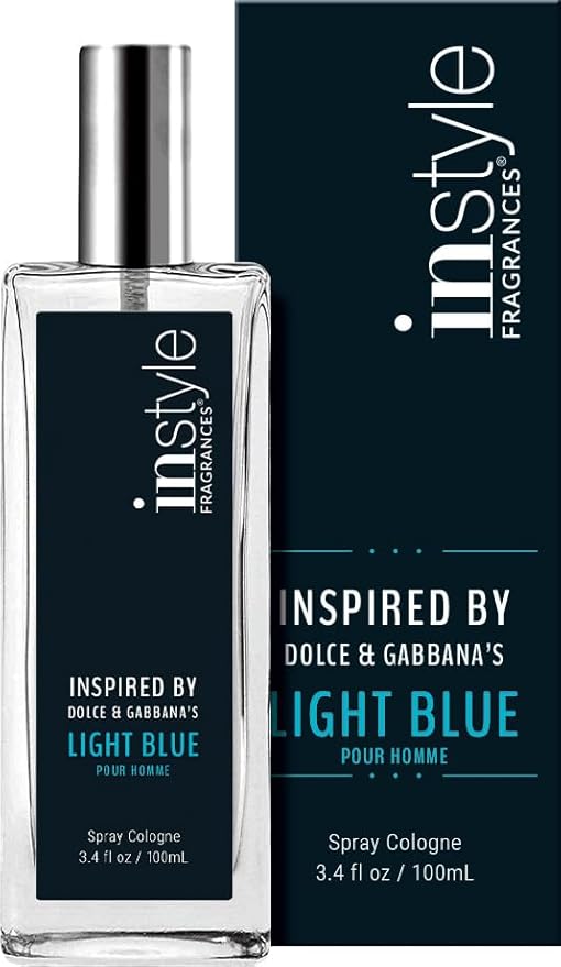 Instyle Fragrances, Inspired by D&G’s Ligh.t Blue Pour Ho.mme, Men’s Eau de Toilette, CLEAN, Vegan, Paraben-Free, Phthalate-Free, Never Tested on Animals, 3.4 Fluid Ounces