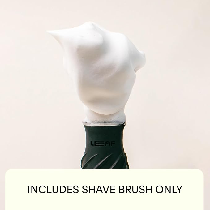 Leaf Shave | Leaf Grooming Brush, Metal and Silicone Handle with Measuring Cup for Use with Soap and Bowl Sets, Compatible with Soap Bar and Accessories - Sage