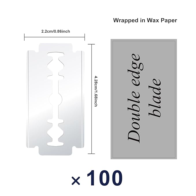 100 Count Safety Razor Blades - Swedish Stainless Steel Double Edge Razor Blades, Fit Most of Safety Razors, Precision, Smooth and Comfortable Shaving, Sensitive Skin Friendly