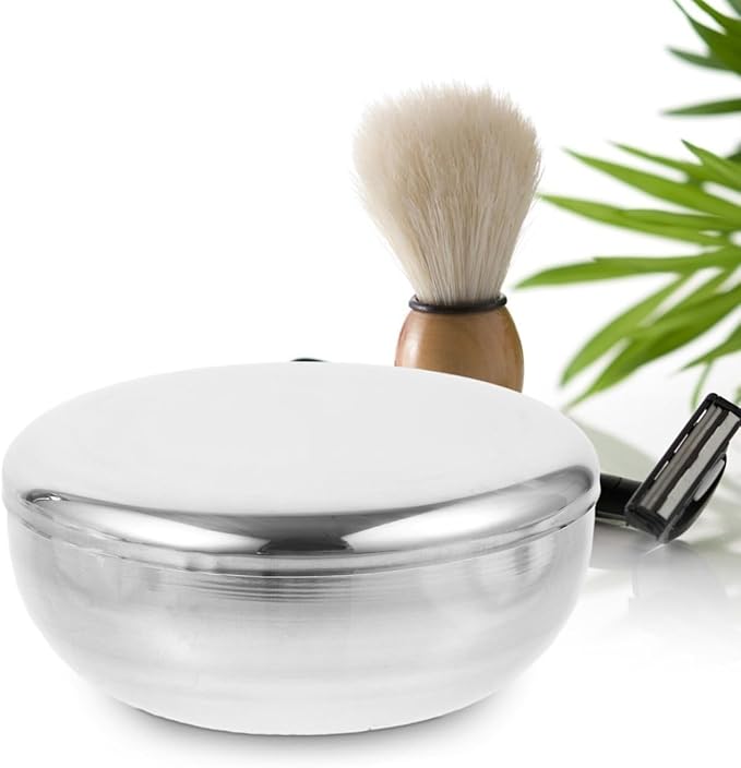Stainless Steel Shaving Bowl Lid Men's Shave Soap Cup Sturdy Foam Mug for Easy Lathering for Home or Travel