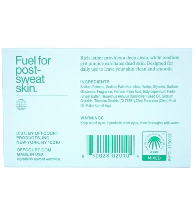 OffCourt Exfoliating Bar Soap – Whole Body, Deep Cleansing and Hydrating Soap for Men & Women - All Skin Types - Non-Drying Bar - Fresh Citrus Scent (5oz, 1 Pack)