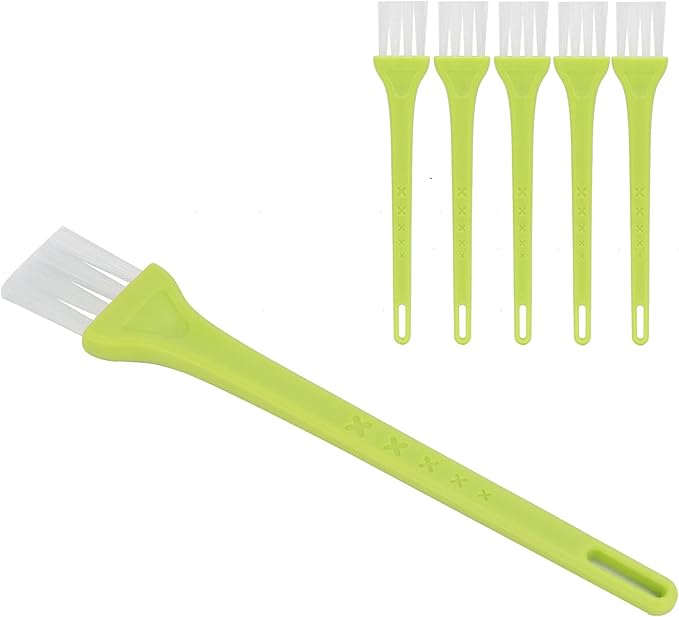WNSC Electric Shaver Cleaning Brushes, 6pcs, Green Handle, White Nylon Bristles, PP Material, Ergonomic Long Handle, Hanging Hole Design