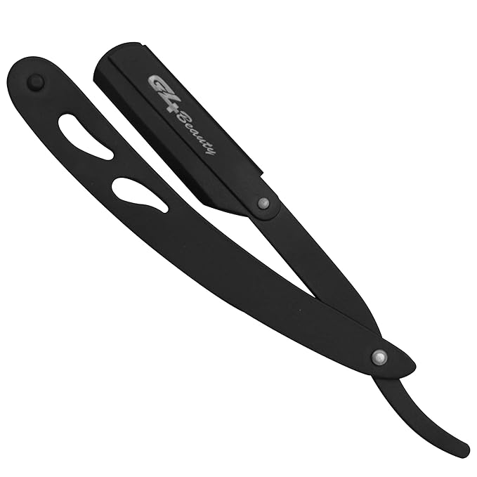 G4 Stainless Steel Straight Edge Barber Shaving Razor Blade for Close Shaving Men Replaceable Blades (Black)