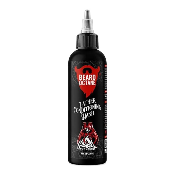 Beard Octane Beard Wash for Men – Grizzly Puncher (Masculine Cologne: Teakwood, Oakmoss) – Gentle Daily Beard Shampoo with Shea Butter – Cleans Without Drying – 8oz