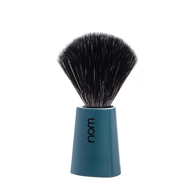 NOM Carl Shaving Brush | Vegan Shave Brush for Shaving soaps and creams | sustainable eco-friendly and reusable |Exfoliating Shaving Brush | Petrol Blue handle