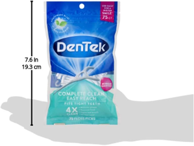 DenTek Complete Clean Floss Picks | Removes Food & Plaque | 75 Count