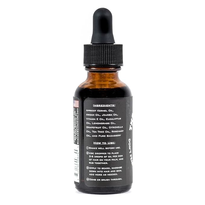 Badass Beard Care Beard Oil For Men - The Bushwhacker Scent 1 oz - All Natural Ingredients Keeps Beard and Mustache Full Soft and Healthy