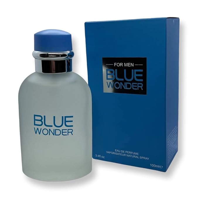 Blue Wonder For Men Eau de Parfum- 3.4 Fl Oz Fragrance - Top Notes: Grapefruit, Juniper and Bergamot