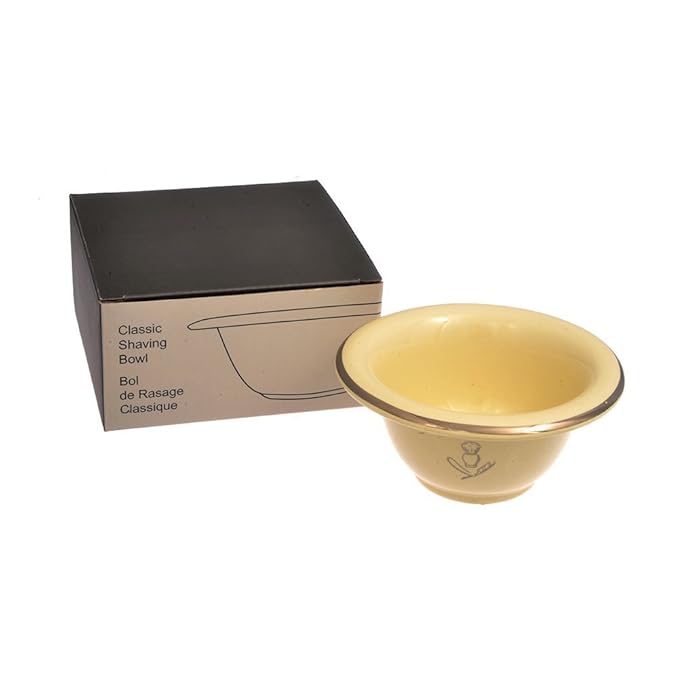 Shaving Bowl, Cream, Porcelain, with Silver Rim