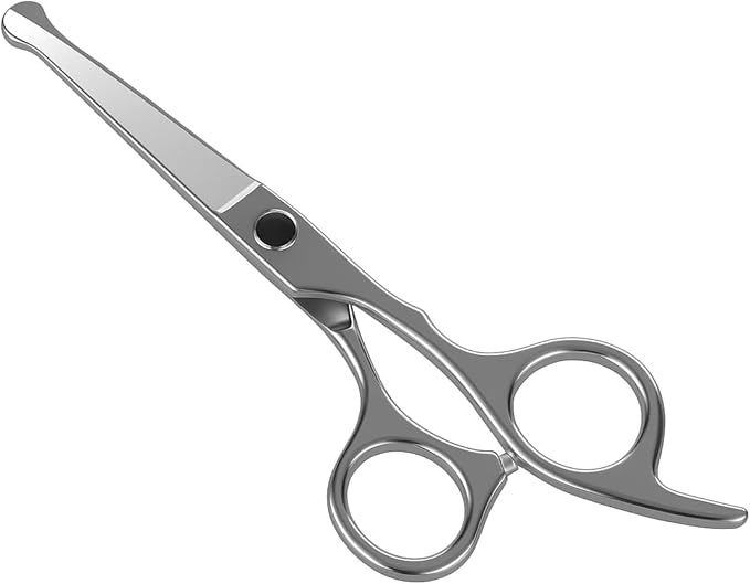 Mustache Scissors for Men 5.5 Inch – Premium Stainless Steel Mustache & Beard Trimming Scissors with Rounded Tips for Safe Precision Grooming, Nose, Eyebrow & Facial Hair Scissor (Black)