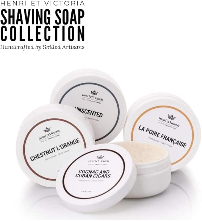 Henri et Victoria Traditional Shaving Soap For Men | Duc de Santal Fragrance | Smooth Shave, Lathers Up Nicely, Long-Lasting Scent | Canadian Made by Skilled Artisan 114 g (4 oz)