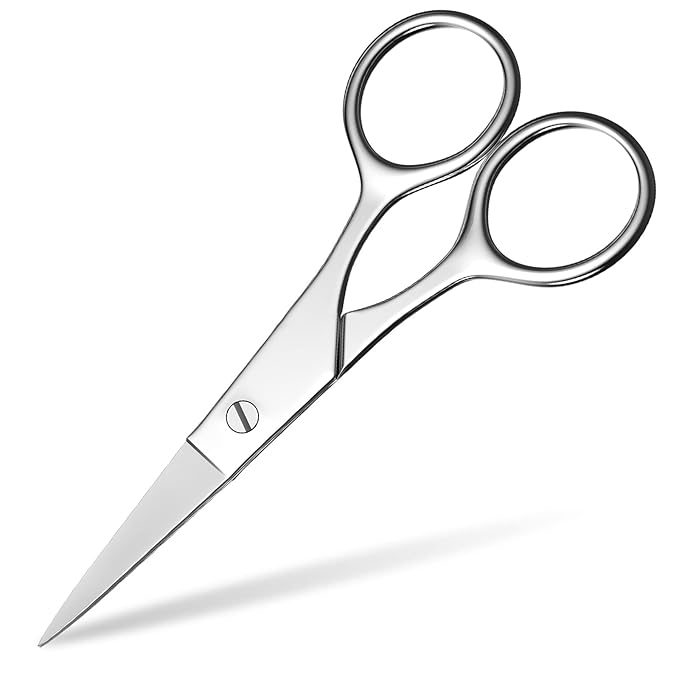 Small Scissors, Eyebrow Scissors, Nose Hair Scissors, Professional Grooming Scissors for Hair, Eyelashes, Nose, Eyebrow Trimming, Mustache. -AsonTao (Small scissors -Tip design)
