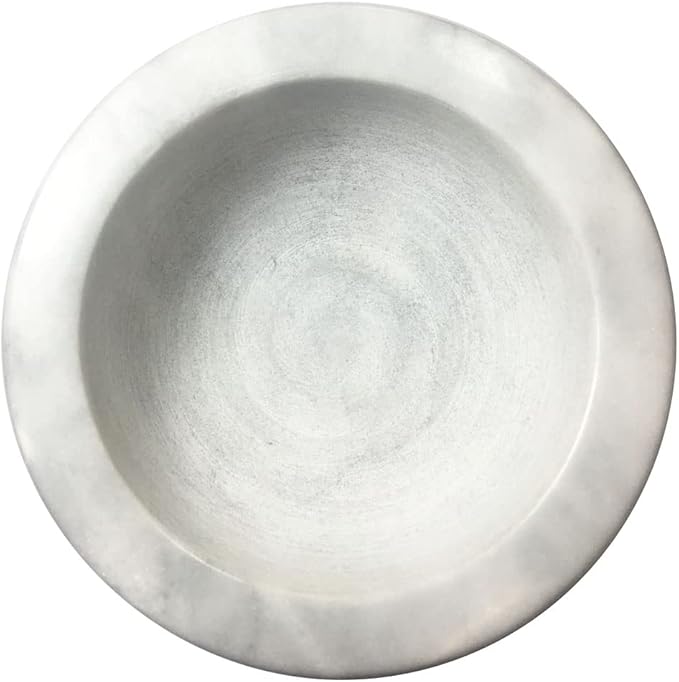 Marble Shaving Bowl,Handcrafted White Marble Later,Shaving Soap & Cream Bowl for Men,Lather Mug with Interior Grooves Builds a Rich.