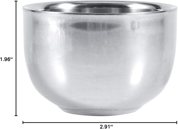 Agatige Shaving Bowl for Men, Double Layer Stainless Steel Shaving Lather Dish Soap Bowl Accessories for Barber Shops, Home, Business or Travel Use