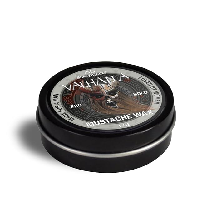 Beard Gains Strong Competition Pro Hold Mustache Wax 1oz - Style, Mold, and Tame Moustache - Organic and Natural (Valhalla White)