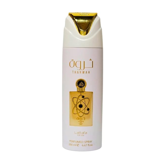 Lattafa Pride Tharwah Gold For Unisex 3 Piece Gift Set (3.4 Fl Oz EDP + 0.65 Fl Oz EDP + 6.67 Fl Oz Deo)