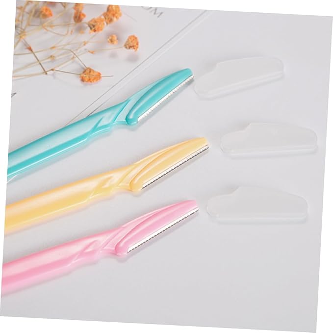 FOMIYES 24pcs Facial Razor Kit Stainless Steel Eyebrow Hair Trimmer Easy to Shape Lightweight Non-slip Grip Compact for Travel Beauty Tool Random Color