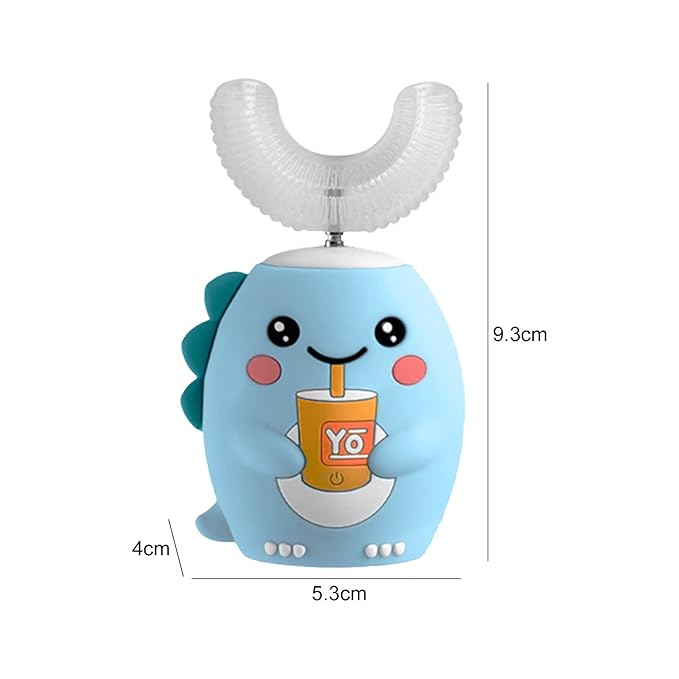 Ultrasonic Toothbrush, Cartoon Dragon 360 Degree Cleaning Simple Operation Kids Silicon Automatic Ultrasonic Teeth Brush Blue 2-6Years