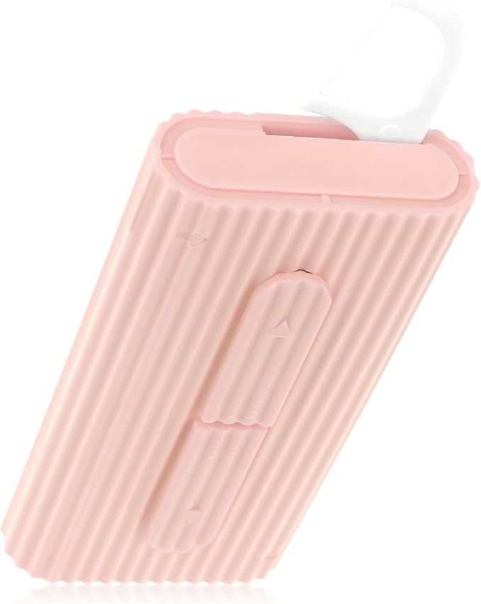 WLLHYF Portable Dental Floss Case Automatic Dental Floss Pick Organizer Case Travel Flosser Dispenser Storage Case Refillable Holder Boxes with 10 Floss Picks for Teeth Cleaning (Pink)