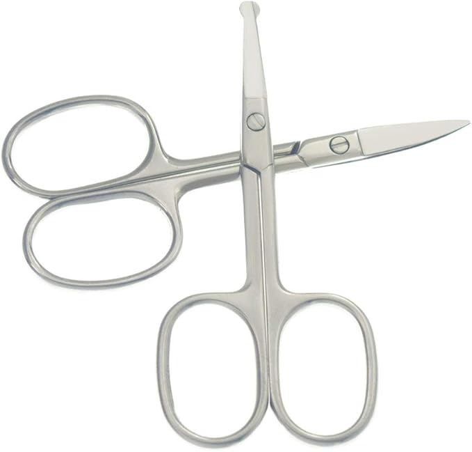 Eyebrow and Nose Hair Scissors, 3.7” Stainless Steel Professional Facial Nose Hair Trimmer Scissors for Women and Lace Wigs 2 Pieces