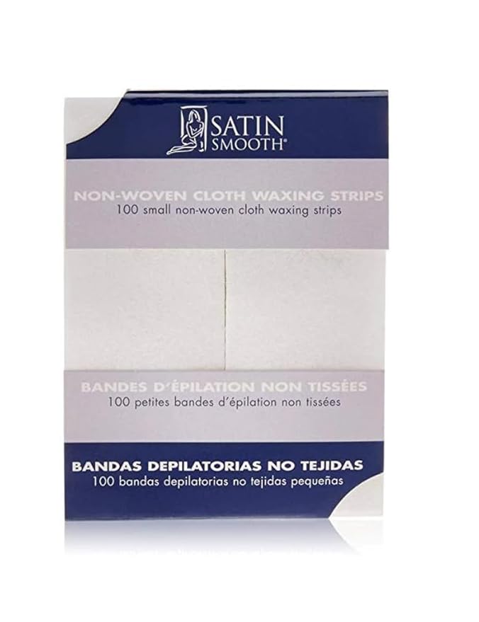 Satin Smooth Non Woven Wax Strips – Cloth Waxing Strips, Body and Facial Wax Strip for Hair Removal, Small, 100 ct, 1 Pack
