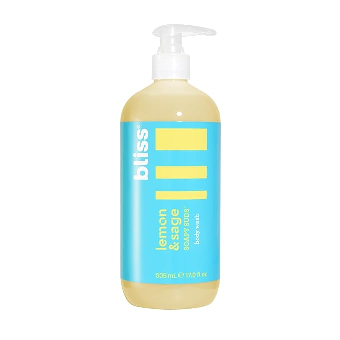 Bliss Soapy Suds Body Wash - Lemon and Sage - 17 Fl Oz - Gentle and Hydrating for Supremely Soft Skin - Paraben Free - Vegan & Cruelty Free (Pack of 2)