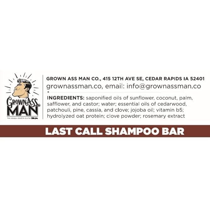 Grown Ass Man Co. - Solid Shampoo Bar Rich Lather 3 in 1: Hair, Beard & Body Wash - Plastic Free & Eco-Friendly, Natural & Organic Clean for All Hair Types, 4oz Bar (Variety, 6-Pack)
