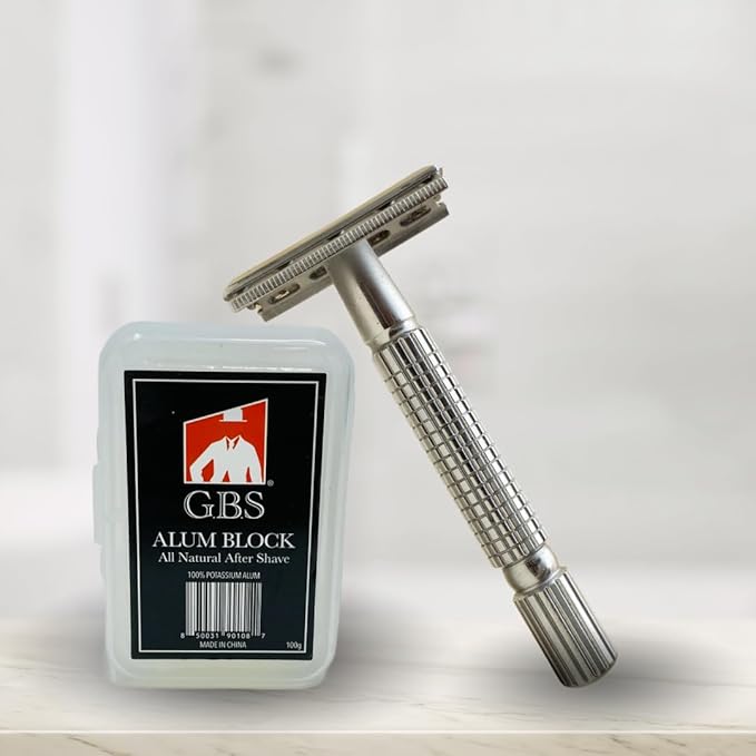 G.B.S Men Deluxe Travelling Kit – Butterfly Double Edge Safety Razor, Chrome Shaving Brush, Soap Bowl, Natural Shaving Soap with Alum Block, Mesh Toiletry Bag