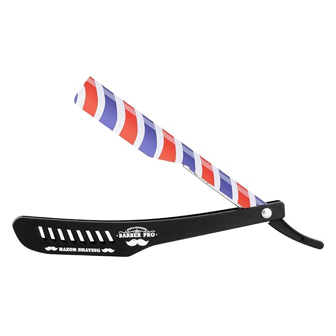 Professional Straight Razor Holder for Barbers – Folding Shaving Razor Handle, Stainless Steel Blade Compatible, for Barber Shop & Home Grooming (Multicolor)