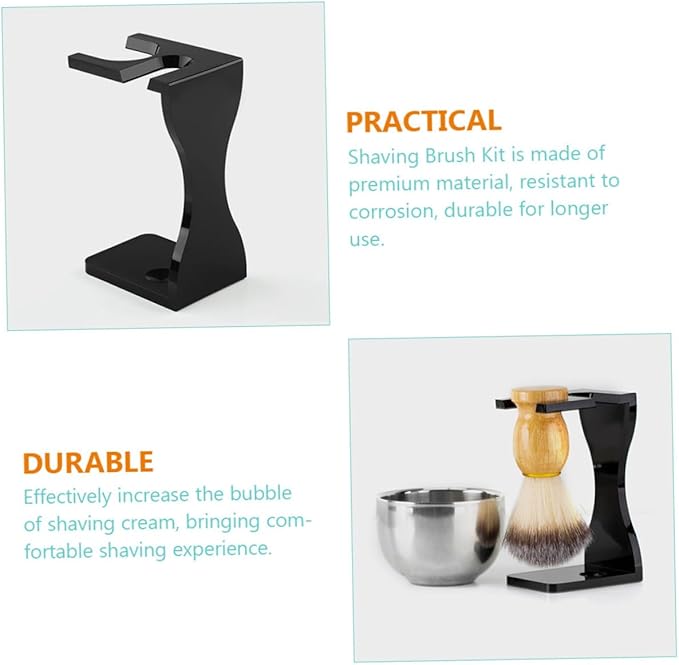 Men's Acrylic Shaving Brush Stand with Practical Shaving Bowl for Beard Grooming Space-saving Razor Holder Easy Drying and Neat Organization Tool for Bathroom Counters
