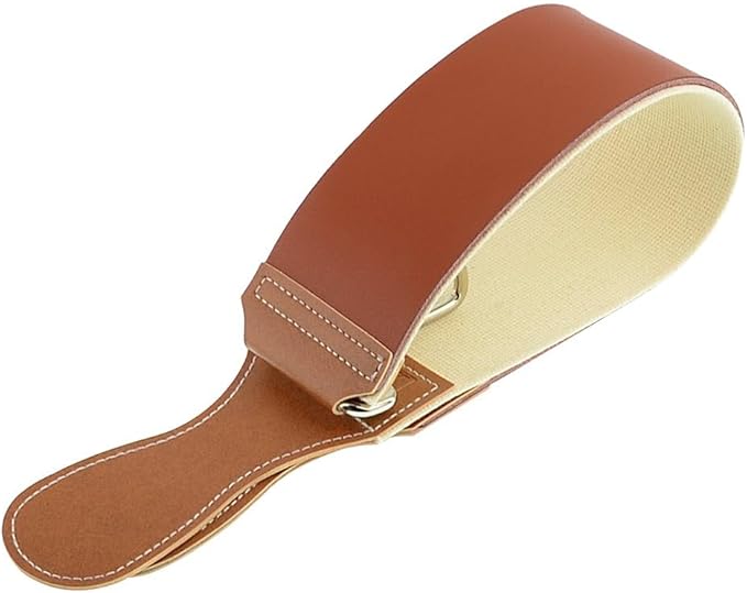 Grandslam Leather Strop for Straight Razor Sharpening and Smooth - Professional Straight Razor Knife Cowhide and Canvas Dual Strop Brown