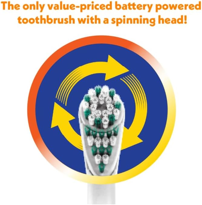 Spinbrush Simply Battery Powered Toothbrush – Medium Bristles, Oscillating Head 4,500 Sweeps/Min, Ergonomic Handle, Electric Toothbrush for Adults