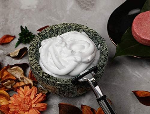 ShayVe Shaving Bowl for Shaving Soap & Cream — Granite Shave Bowl For Shaving Soap & Cream — Exquisite Heat Insulated Wet Shaving Kit Addition (Green Granite)