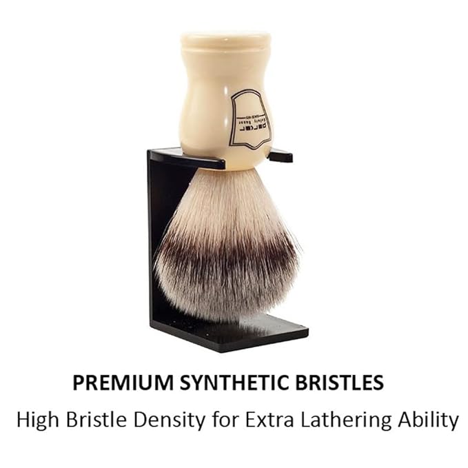 Parker, Synthetic Shaving Brush with Faux Cream Handle - Stand Included