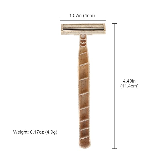 Eco-Friendly Razor | Disposable | Recycled Material | Men & Women Shaving Razor | Twin Blade | Biodegradable Wheat Straw, 100 Count (Pack of 1)